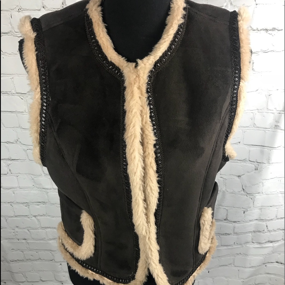 I.N.C faux suede and fur vest